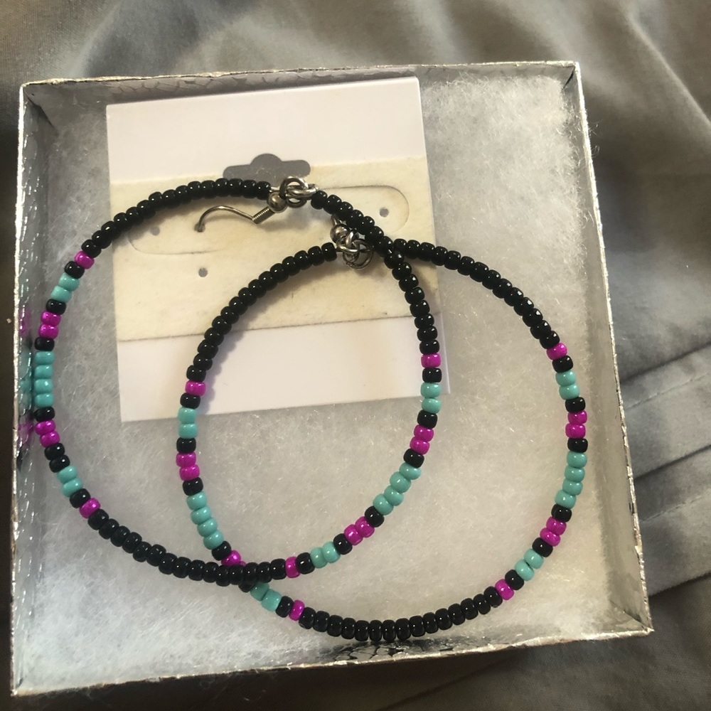 Black/Colorful Hoop Earrings